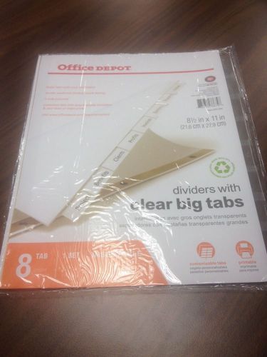 OFFICE DEPOT 575-034 TAB DIVIDERS CLEAR BIG TABS LTR SIZE 8 1/2 X 11&#034; 8TAB SET