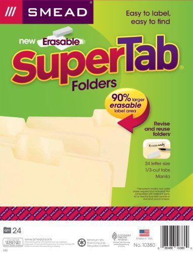 Smead Erasable Supertab&amp;reg; File Folder 10380 - Letter - 8.50&#034; X 11&#034; - 1/3 Tab