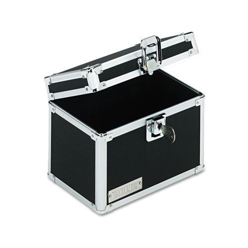 Vaultz Locking Index Card File with Flip Top Holds 450 4 x 6 Cards, Black