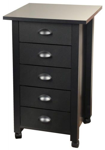 Multi-Purpose Mobile Cart w 5 Drawers in Black Finish [ID 26488]