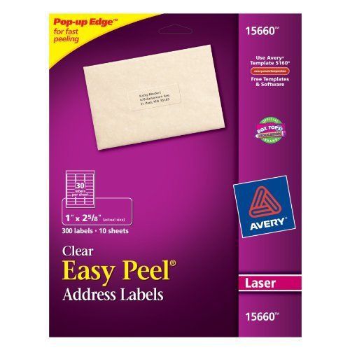 Avery Easy Peel Mailing Label - 2.62&#034; Width X 1&#034; Length - 300 / Pack (ave15660)