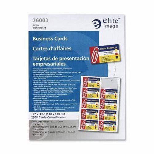 Elite Image Business Cards,For Laser Printers,3-1/2&#034;x2&#034;,2500/BX,White (ELI76003)