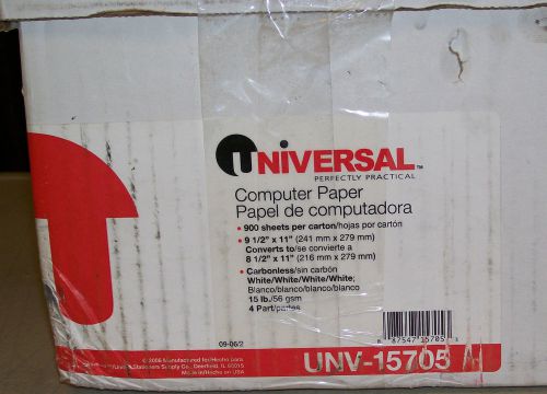 4 part, 18 lb. universal continuous paper #15872, 2300 sheets, all white paper for sale