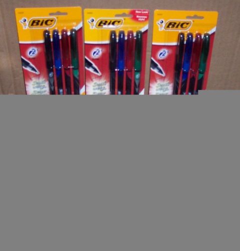 4 PKGS BIC Z4+ ROLLER BALL PENS 4 PK ASST COLORS - 16 FINE PT PENS - 4 COLORS