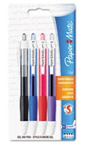 Roller Ball Retractable Gel Pen Assorted Business Color Ink Med 4 per Pack