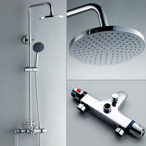 Modern Thermostatic Rain Shower Exposed Chrome Brass Shower System Free Shipping