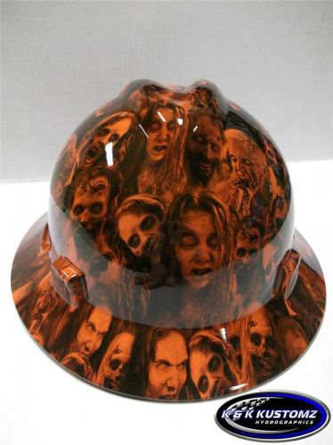 New custom msa v-gard (full brim) hard hat w/fastrac orange walking dead pattern for sale