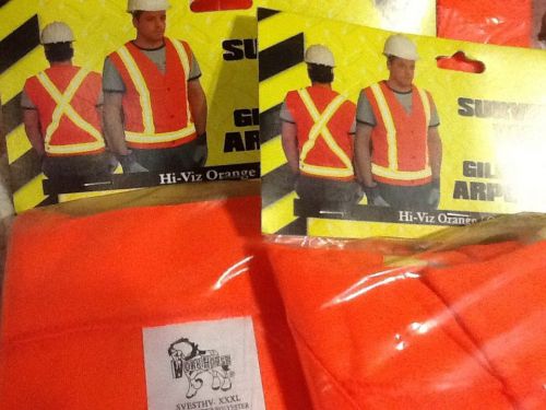 3 NEW XXXLARGE SIZE  SAFETY TRAFFIC BUTTON VEST H-VIS ORANGE WITH POCKET