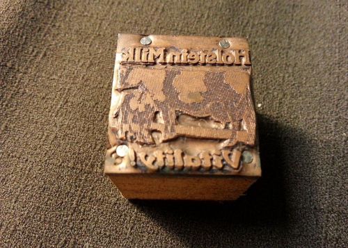 Antique Newspaper Printing Ink Block Stamp Typeset Animal Holstein Milk