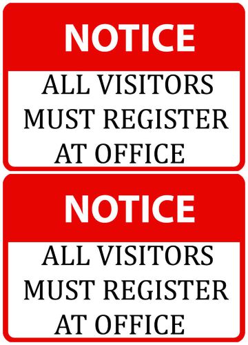 Notice All Visitors Must Register At Office Set Two Signs Work Place Check In 92