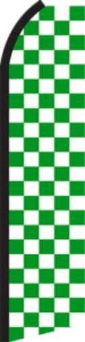 Green white checker sign swooper flag advertising feather super banner /pole bfp for sale