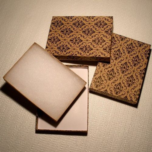 Jewelry Gift Boxes Cotton Filled 12 Kraft Damask Print 5 3/8&#039;&#039; x 3 7/8&#039;&#039; x 1&#039;&#039;