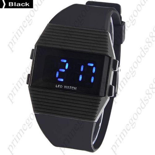 Unisex led digital wrist watch rubber strap in black free shipping wristwatch for sale