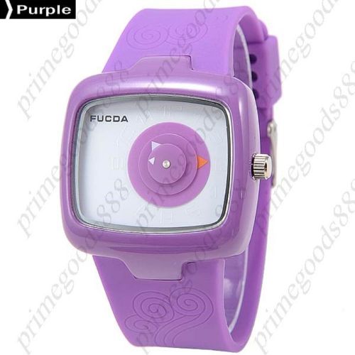 Unique Oblong Case Analog Quartz Wrist Lady Ladies Wristwatch Women&#039;s Purple