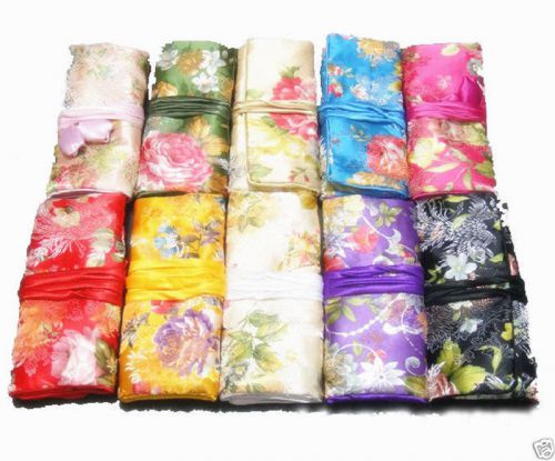 BRAND NEW 10PCS CHINESE HANDMADE SILK JEWELRY ROLLS /WALLET /PURSE BAGS FLOWER