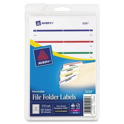 Lot of 4 avery removable laser/inkjet filing labels -.67&#034;wx3.44&#034;-252/pk for sale