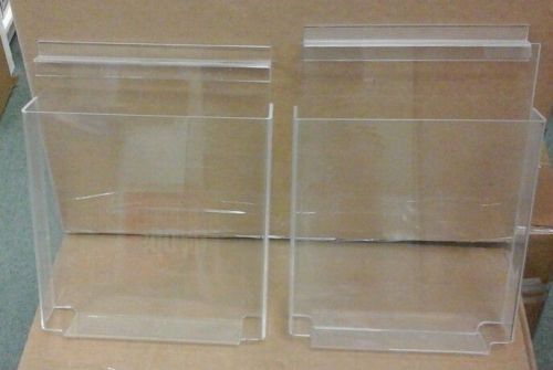 (2) ACRYLIC PLASTIC SLATWALL LITERATURE HOLDERS POCKETS 8 1/2&#034; X 11&#034;