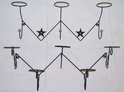 2 Wall coat hat rack holder USA md iron star scroll NR