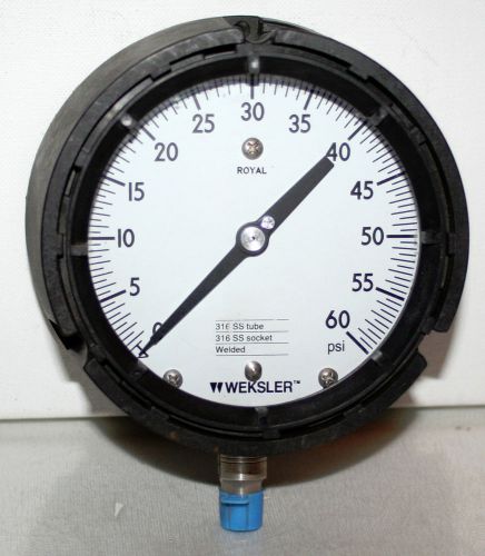 60 PSI 4-1/2&#034; Dial 1/4&#034;NPT SS Pressure Gauge  Weksler Royal NEW