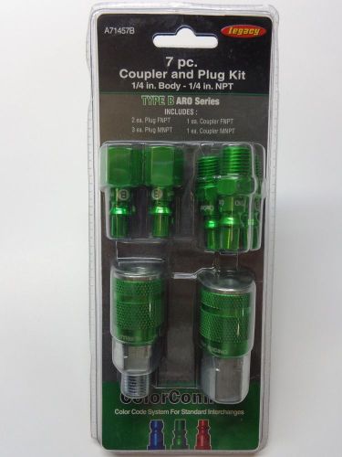 7pc COUPLER AND PLUG KIT TYPE B ARO SERIES 1/4&#034;BODY-1/4&#034; NPT COLORCONNEX NEW