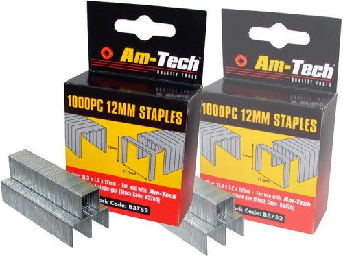 Am-Tech 1000 Piece 12mm Staples for Gun Furniture Upholstery DIY