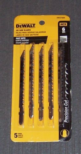 5 pk DEWALT DW3750H 4&#034; 6 TPI Fast Wood Cutting T-Shank Jig Saw Bades