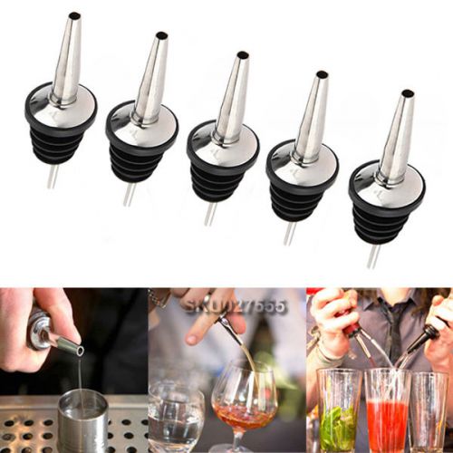 5x Stainless Steel Liquor Spirit Pourer Free Flow Wine Bottle Pour Spout Stopper