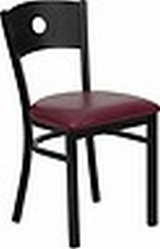 NEW METAL DESIGNER RESTAURANT CHAIRS W BURGUNDY VINYL SEAT** LOT OF 20 CHAIRS**