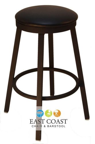 New Steel City Backless Swivel Bar Stool with Black Base &amp; Black Seat