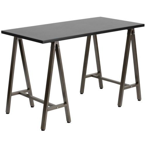 Flash Furniture NAN-JN-2834W-BK-GG Black Computer Desk with Brown Frame