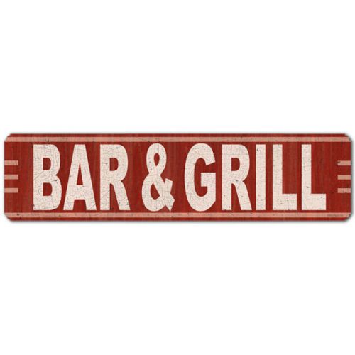 Bar &amp; Grill Red Steel Sign - Medium Horizontal