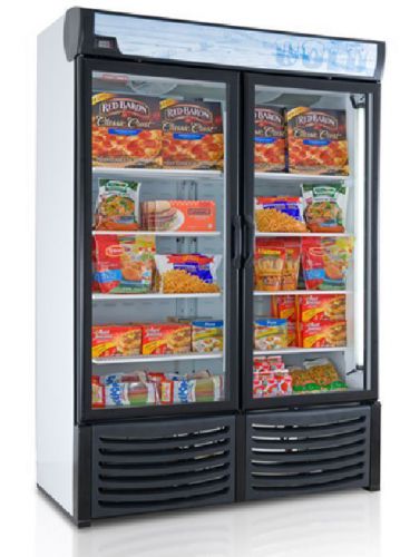 NEW COMMERCIAL 2 GLASS DOOR DISPLAY FREEZER FROZEN FOOD LED LIGHTS 120V CASTERS