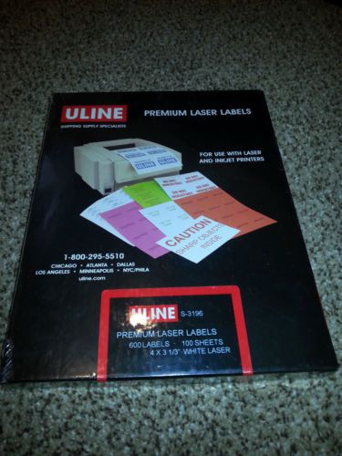 Uline Premium Laser Labels 4&#034; x 3 1/3&#034;, 600 labels, 100 Sheets - S-3196