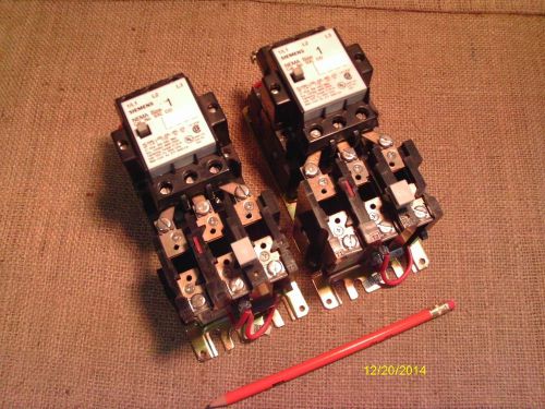 2 Siemens MAGNETIC MOTOR STARTERs 600VAC 27A Nema size1 Cat# SXLC0 w RELAY SA13A