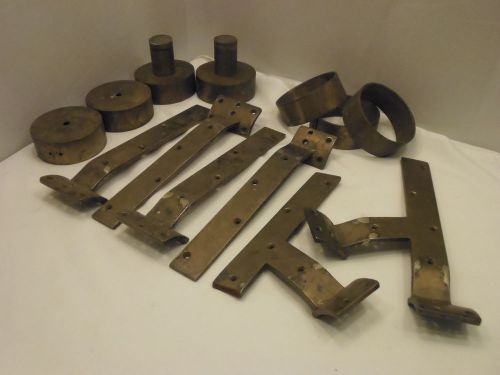 BRASS Bar Mounting Foot Rail BRACKETS Heavy Duty Hardware LOT of 13 Vintage