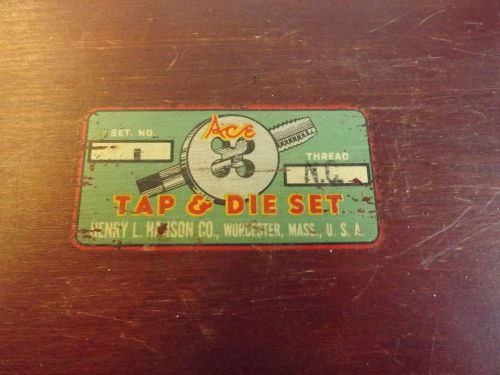 VINTAGE ACE TAP &amp; DIE SET NO. 1 NC ORIGINAL WOOD BOX  -1 TOOL HENRY L. HANSON