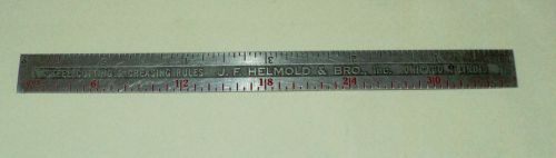 Vintage JF Helmold &amp; Bro. Inc. Advertising 6 &#034; Steel Rule RULER Inches, Picas