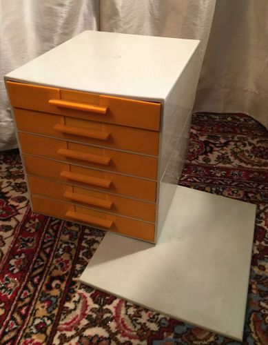 ORIGINAL MID CENTURY MODERN YELLOW 6 DRAW PLASTIC STACKING STORAGE FILE CABINET