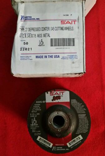 United Abrasives Sait Abrasive Cut Off Wheels  4-1/2&#034; x 0.045 x 7/8&#034; Box Of 50