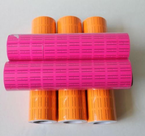 25,000 Tags Labels ORANGE PINK w/lines refills Mx-5500 1 line sticker 5 tubes