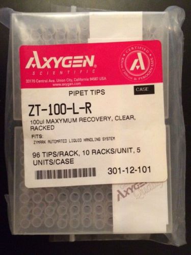 Axygen ZT-100-L-R, Pipet Tips, 100uL Max. Recovery, Clear, 2 Racks of 96Tip Each
