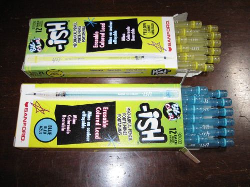 Sanford -ish mechanical pencils - 3 boxes of 12 - 0.5 lead - blue &amp; yellow for sale
