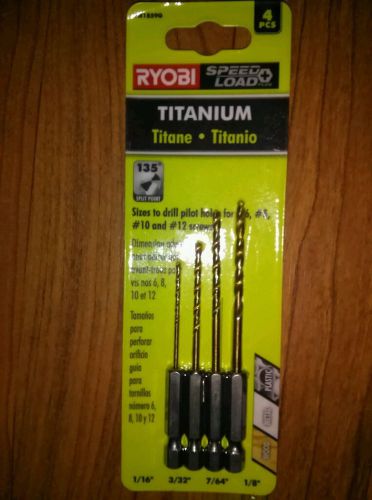 RYOBI SPEED LOAD  TITANIUM DRILL BITS. #6 #8 #10 #12 WOOD METAL PLASTIC