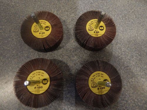 &#034;KLINGSPOR&#034; Flap Sanding Wheels 3&#034; x 1&#034; x 1/4&#034; Shank, Lot of 4 Pcs