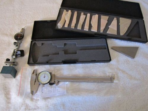 Shars tool lot 10 pcs. angle blocks set 6&#034; dial caliper - magnet base indicator+ for sale