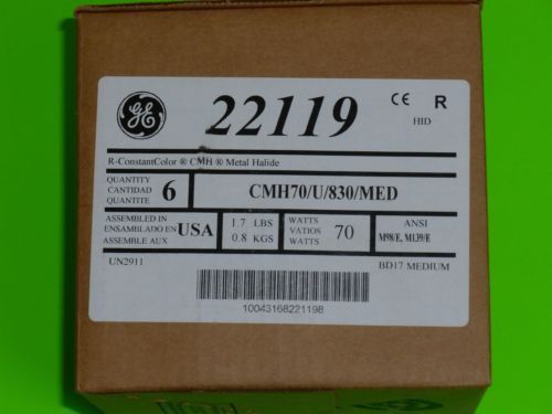 (6) BRAND NIB GE 22119 70W BD17 ConstantColor Pulse Start Metal Halide Unprote