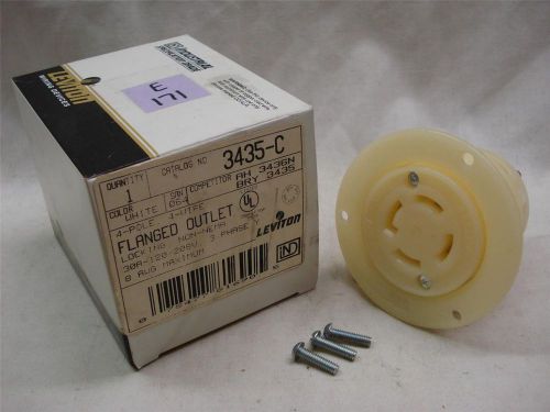 Leviton Locking Flanged Outlet,  120 / 208 Volt,  30 Amp,  4 Pole,  3435-C,  NIB