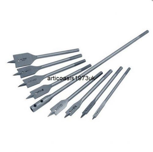 10pc flat wood drill bits  sizes 1/4&#034; 3/8&#034; 1/2&#034; 5/8&#034; 3/4&#034; 7/8&#034; 1&#034; 1-1/4&#034; inches for sale