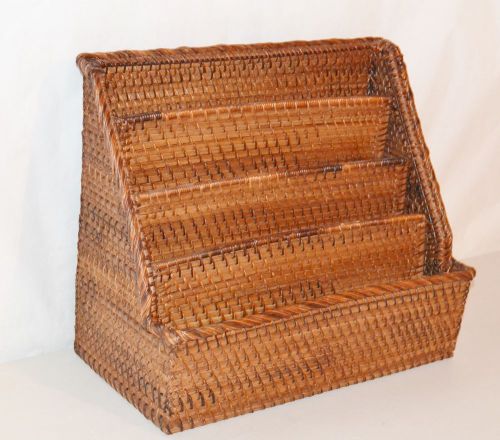 DESK ORGANIZER Wicker Extra Large! Magazine Document Standing Storage Office