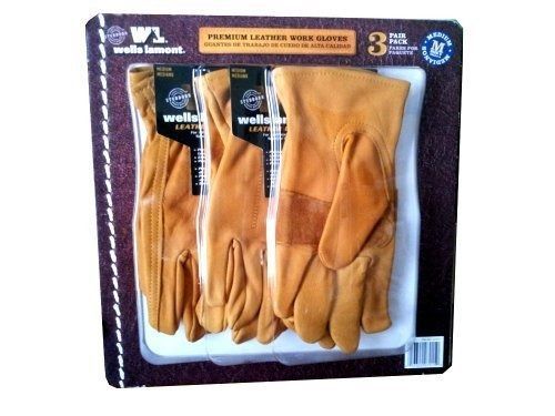 Wells lamont premium leather work gloves [3 pair pack] for sale